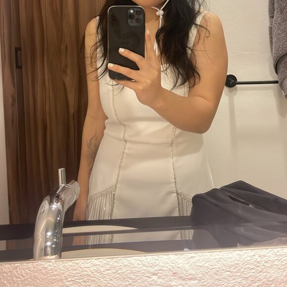 ZEYNEP TOSUN White Shiny Stone Rhinestone Dress, Size US 6 - Picture 10 of 11